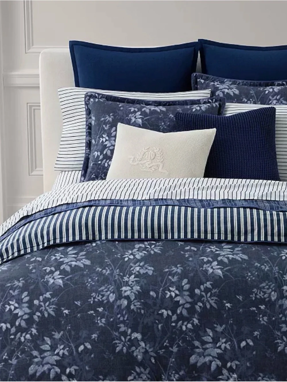 RALPH LAUREN Caterina Reversible 3-Pc Duvet Cover Set King Navy Multi $470